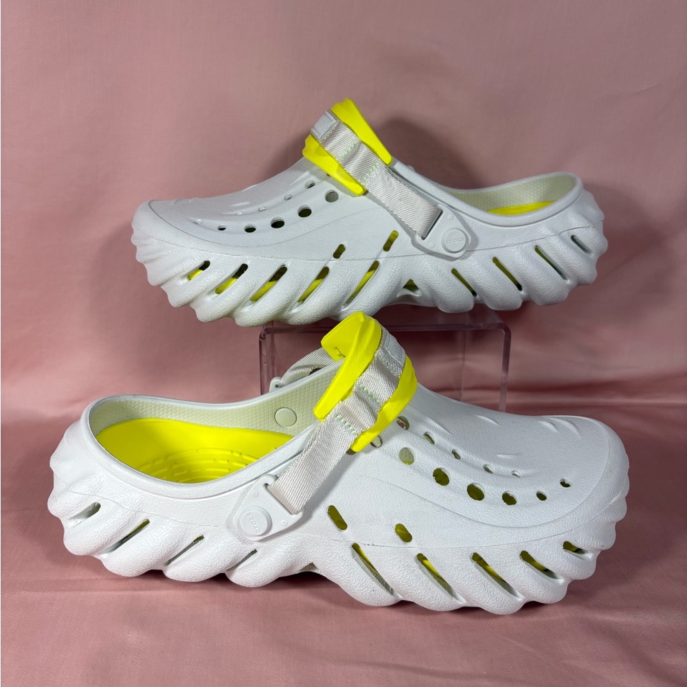 Crocs Unisex Echo Slip On Moonlight White/Bright Yellow Clogs M's 10/W's 12